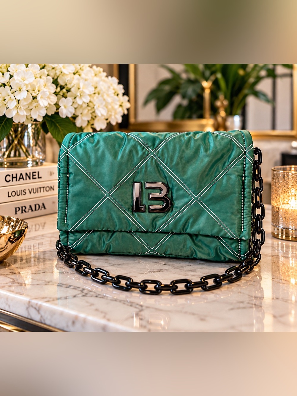 Green Quilted Crossbody Bag